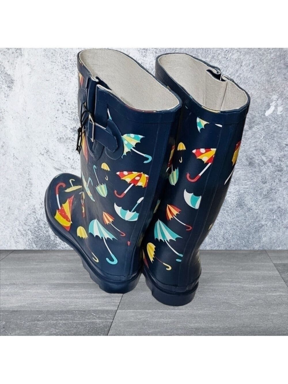 Via Rosa Snow Rain Boots Multicolor Umbrella Print Size 11 - Picture 2 of 5